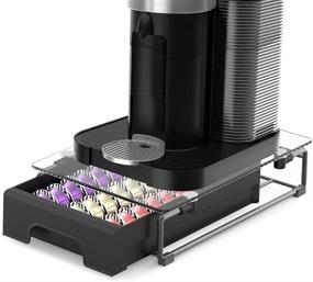 img 4 attached to Premium Crystal Tempered Glass Drawer Organizer for Nespresso Vertuo Capsules - Holds 21 Big or 30 Small Vertuoline Pods - NP01S Compatible