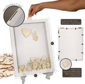 img 1 attached to LotFancy Wedding Guest Book Alternative: Rustic Heart Drop Frame with Stand, 87 Wooden Hearts and 2 Pens - Perfect Reception Decoration and Gift for Baby Shower, Birthday, Graduation
