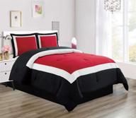 🛏️ grandlinen all-season full size comforter set - quilted color block design with down alternative - summer cooling ultra soft bedding - plush microfiber fill - machine washable - burgundy/red/black/white logo