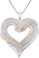 sterling silver open heart pendant with 1/2 cttw diamond, in two-tone style - jewelexclusive logo