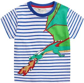 img 4 attached to 👕 EULLA Toddler Boys Cotton Stripe T-Shirt - Kids Cartoon Tee for Ages 1-7