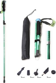 img 4 attached to 🥾 Collapsible Trekking Poles for Hiking: Single Pack - Aviation Aluminum Alloy Telescopic with Elastic Lock, Ideal for Adults, Kids, Men and Women