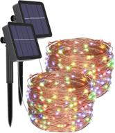 🌈 multicolor kolpop solar string lights: 39ft 120led fairy lights for outdoor, christmas decoration, waterproof, 8 modes - perfect for garden, camping, patio, trees & party décor! logo