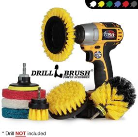 img 1 attached to Drillbrush Rotary Brush Kit - Versatile Shower Scrubbing Brushes for Cordless Drill - Premium Tile Cleaner Drill Attachment - Commercial Grade Scouring Pad Cleaning Kit - All Purpose Bathroom Scrubbers