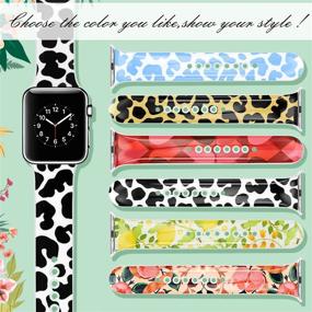 img 2 attached to 🐄 Stylish Vozehui Replacement Band: Cow Pattern Print Sports Band for iWatch Series SE/6/5/4/3/2/1 - Compatible with 38/40/42/44mm Band Size, Perfect for Boys, Girls, Women, and Men