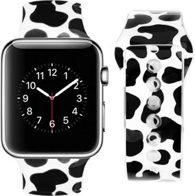 img 4 attached to 🐄 Stylish Vozehui Replacement Band: Cow Pattern Print Sports Band for iWatch Series SE/6/5/4/3/2/1 - Compatible with 38/40/42/44mm Band Size, Perfect for Boys, Girls, Women, and Men