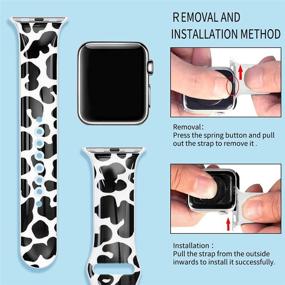 img 3 attached to 🐄 Stylish Vozehui Replacement Band: Cow Pattern Print Sports Band for iWatch Series SE/6/5/4/3/2/1 - Compatible with 38/40/42/44mm Band Size, Perfect for Boys, Girls, Women, and Men