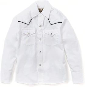 img 2 attached to 👕 ELY CATTLEMAN Boys' Piped Long Sleeve Western Shirt in Solid Color