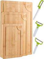 🍽️ bamboo land (3 pcs) cutting board set with multifunctional veggie and fruit peelers - perfect for kitchen chopping, charcuterie, meat, and vegetable cutting logo