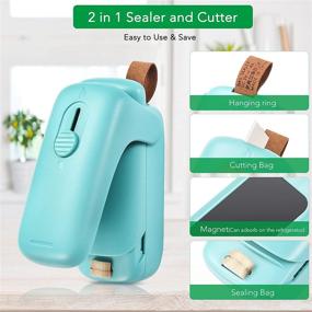 img 3 attached to DuJaSho Mini Bag Sealer & Cutter - 2 in 1 Portable Heat Sealer for Vacuum Seal Bags, Handheld Resealer Machine for Chip Bags, Plastic Food Bags, Snack & Cereal Bags (Green, Single)