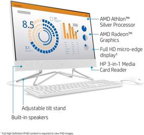 img 2 attached to 💻 HP 22-inch All-in-One Desktop Computer, AMD Athlon Silver 3050U Processor, 4 GB RAM, 256 GB SSD, Windows 10 Home (22-dd0010, White) - Efficient & Stylish Snow White Desktop