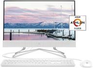 💻 hp 22-inch all-in-one desktop computer, amd athlon silver 3050u processor, 4 gb ram, 256 gb ssd, windows 10 home (22-dd0010, white) - efficient & stylish snow white desktop логотип