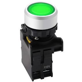 img 3 attached to Mxuteuk Green LED Light Voltage 110V-220V 22Mm 1NO Waterproof IP65 SPST Momentary Push Button Switch 10A 600V LA155-A1-10D-G