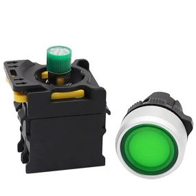 img 1 attached to Mxuteuk Green LED Light Voltage 110V-220V 22Mm 1NO Waterproof IP65 SPST Momentary Push Button Switch 10A 600V LA155-A1-10D-G