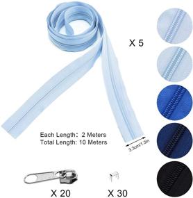 img 3 attached to 🔵 AUXSOUL #5 Nylon Zippers with 20pcs Sliders & 30pcs Top Stops - 2M/Roll, 5 Colors - Ideal for Skirts, Backpacks, Home Textiles (Blue)