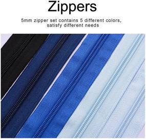 img 2 attached to 🔵 AUXSOUL #5 Nylon Zippers with 20pcs Sliders & 30pcs Top Stops - 2M/Roll, 5 Colors - Ideal for Skirts, Backpacks, Home Textiles (Blue)