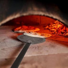 img 1 attached to 🍕 SHANGPEIXUAN 9-inch Aluminum Round Perforation Pizza Peel with 39" Total Length - Outdoor Pizza Oven Accessories