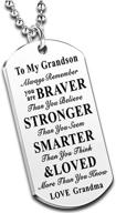 meaningful stainless steel dog tag necklace – empowering gift for granddaughter/grandson, reminding them they are braver – perfect from loving grandma/grandpa logo