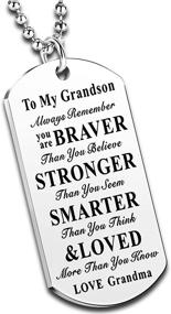 img 4 attached to Meaningful Stainless Steel Dog Tag Necklace – Empowering Gift for Granddaughter/Grandson, Reminding Them They Are Braver – Perfect from Loving Grandma/Grandpa