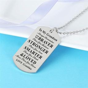 img 2 attached to Meaningful Stainless Steel Dog Tag Necklace – Empowering Gift for Granddaughter/Grandson, Reminding Them They Are Braver – Perfect from Loving Grandma/Grandpa