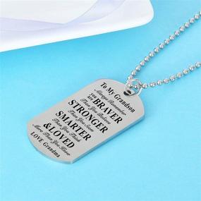 img 1 attached to Meaningful Stainless Steel Dog Tag Necklace – Empowering Gift for Granddaughter/Grandson, Reminding Them They Are Braver – Perfect from Loving Grandma/Grandpa