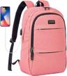 roomy laptop backpack water resistant backpack with usb charging port and pocket logo