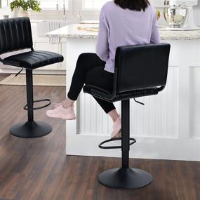 img 2 attached to MAISON ARTS Set of 2 Swivel Bar Stools for Kitchen Counter - Adjustable Barstools with Back, Counter Height Modern Bar Chairs for Kitchen Island - Water Resistant Faux Leather, 300 LBS Capacity, Black