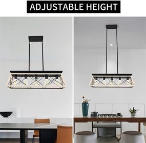 img 1 attached to 31.5 inch Rustic Farmhouse Chandelier - 5-Light Kitchen Island Pendant Lighting, Linear Ceiling Fixtures with White & Wood Painting - Perfect for Dining Room and More