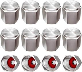img 4 attached to 🚗 AUTONINA (12-Pack) Brass Tire Valve Stem Caps with Rubber Seal - Universal for Cars, SUVs, Bikes, Trucks - Heavy-Duty, Dust Proof Airtight - Chrome Silver