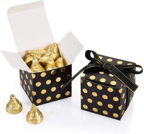 img 4 attached to 🎁 Коробка для подарков AWELL Black Gift Candy с золотыми точками - 2x2x2 дюйма, упаковка из 50 штук - идеальная коробка для вечеринки с лентой