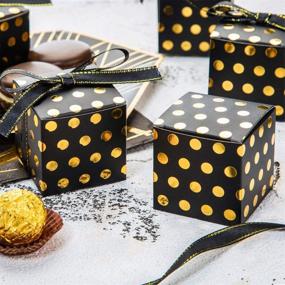 img 3 attached to 🎁 Коробка для подарков AWELL Black Gift Candy с золотыми точками - 2x2x2 дюйма, упаковка из 50 штук - идеальная коробка для вечеринки с лентой