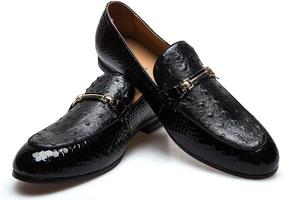 img 4 attached to JITAI Loafers Moccasin Driving Black Men's Shoes