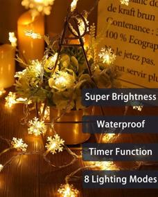 img 1 attached to Warm White Snowflake String Lights - 100 LED 33FT Christmas Lights with Timer - Plug in Fairy Lights with 8 Modes - Waterproof & Connectable for Indoor Outdoor Wedding Birthday Xmas Decorations