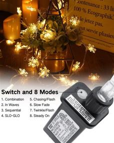 img 2 attached to Warm White Snowflake String Lights - 100 LED 33FT Christmas Lights with Timer - Plug in Fairy Lights with 8 Modes - Waterproof & Connectable for Indoor Outdoor Wedding Birthday Xmas Decorations