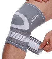 neotech care knee brace sleeve - premium quality, comfortable & breathable fabric - customizable compression wrap- around strap - ideal support for men, women, and youth - suitable for both legs - grey logo