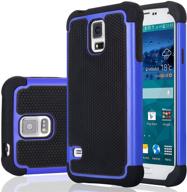 📱 jeylly blue samsung galaxy s5 case - shock absorbing hard plastic + rubber silicone cover for protection against scratches and shocks logo