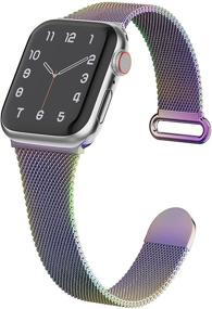 img 4 attached to Элегантный металлический браслет для Apple Watch 38мм 40мм женщин - тонкий миланский петельный магнитный ремешок из нержавеющей стали, совместимый с iWatch SE 6 5 4 3 2 1 (патенты ожидаются)