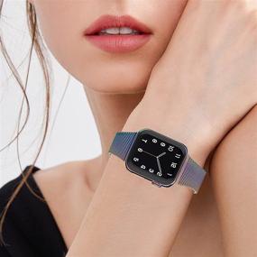 img 1 attached to Элегантный металлический браслет для Apple Watch 38мм 40мм женщин - тонкий миланский петельный магнитный ремешок из нержавеющей стали, совместимый с iWatch SE 6 5 4 3 2 1 (патенты ожидаются)