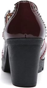 img 2 attached to 👠 DADAWEN Классические туфли на платформе среднего каблука из натуральной кожи для женщин, с квадратным мысом типа Мэри Джейн: Сочетание вечного стиля и комфорта.