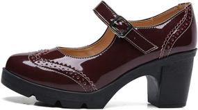 img 1 attached to 👠 DADAWEN Классические туфли на платформе среднего каблука из натуральной кожи для женщин, с квадратным мысом типа Мэри Джейн: Сочетание вечного стиля и комфорта.