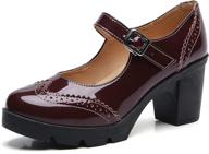 👠 dadawen women's leather classic platform mid heel mary jane square toe oxfords dress shoes: timeless style and comfort combined logo