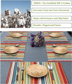 img 1 attached to 🍽️ Ruvanti Dining Table Placemats - 100% Cotton Woven, Set of 6, 13x19 Inch, Red & Fall Multi Stripe - Farmhouse Spring Cloth Table Mats for Christmas, Thanksgiving Dinners