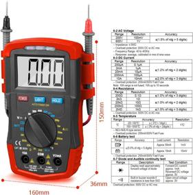 img 3 attached to HOLDPEAK HP-37A Amp Ohm Capacitor Tester: Auto Backlit Digital Multimeter for DC & AC Voltage, Resistance, Temperature & Battery: Positive Diode Voltage ℃ Reader (Red)