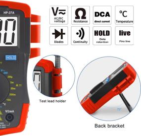 img 2 attached to HOLDPEAK HP-37A Amp Ohm Capacitor Tester: Auto Backlit Digital Multimeter for DC & AC Voltage, Resistance, Temperature & Battery: Positive Diode Voltage ℃ Reader (Red)