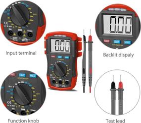 img 1 attached to HOLDPEAK HP-37A Amp Ohm Capacitor Tester: Auto Backlit Digital Multimeter for DC & AC Voltage, Resistance, Temperature & Battery: Positive Diode Voltage ℃ Reader (Red)