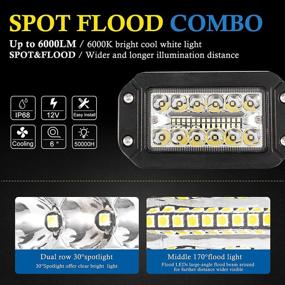 img 3 attached to Powerful Triple Row Flush Mount LED Light Pods: BUNKER INDUST 6 Inch Spot Flood Combo Beam 6000 LM Driving Off Road Light Bar for Golf Cart Trucks Tractor SUV 4x4 ATV UTV – Waterproof & Efficient