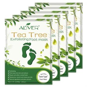 img 4 attached to Tea Tree Foot Peel Masks - 5 Packs, Exfoliating Foot Peel Mask for Soft, Natural Treatment of Men and Women - 5 Pairs