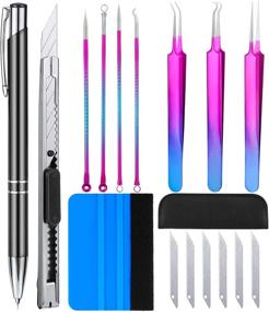 img 4 attached to 16-Piece Pin Pen Weeding Tool Kit with Scraper: Craft Vinyl Weeders for Lettering, Cutting, Splicing - Includes Air Release Pen, Squeegee, and Tweezers
