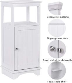 img 1 attached to 🚽 Spirich White Bathroom Floor Cabinet with Single Door, Shelves - Home Storage Solution