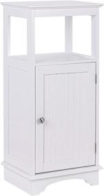 img 3 attached to 🚽 Spirich White Bathroom Floor Cabinet with Single Door, Shelves - Home Storage Solution